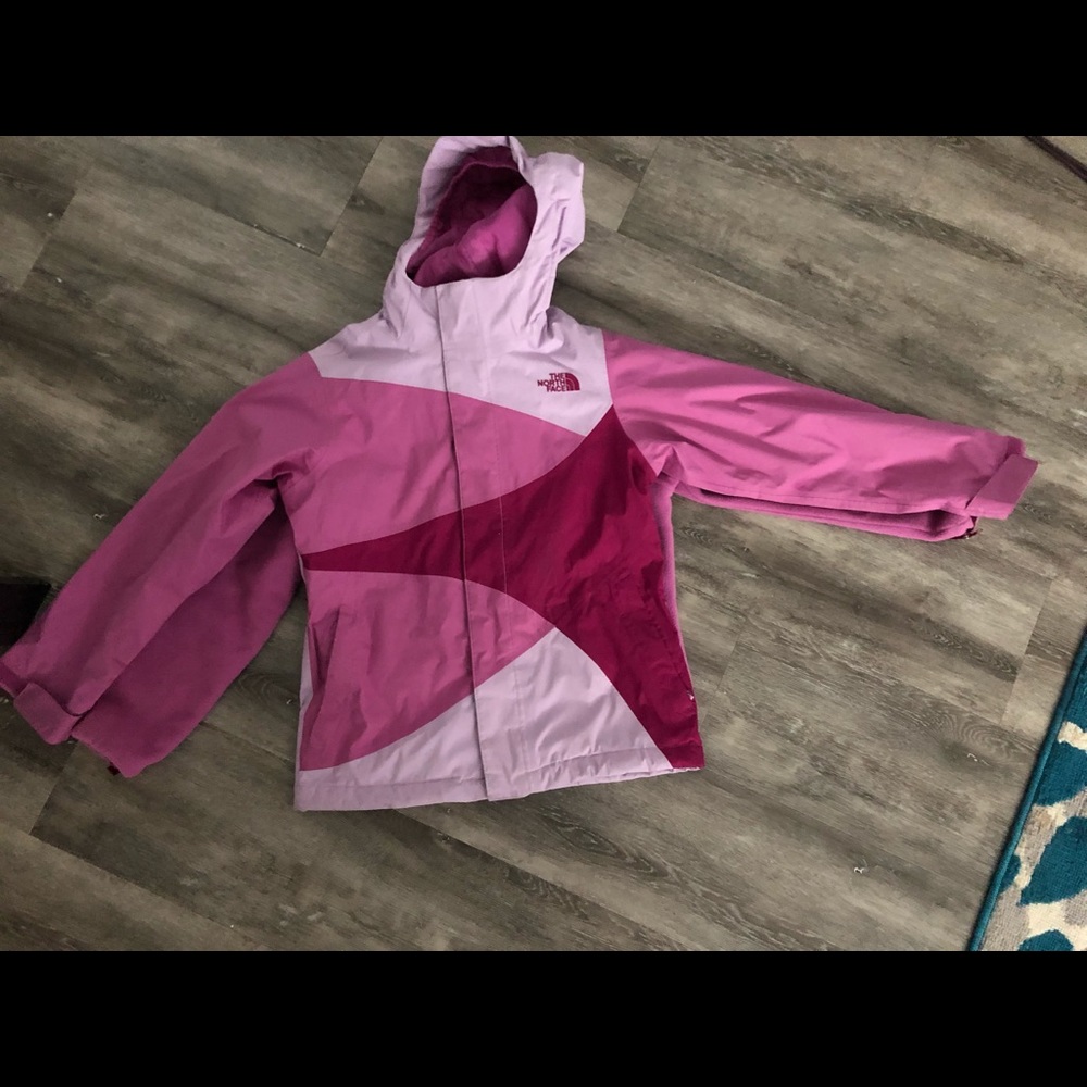 Girls north face rain coat